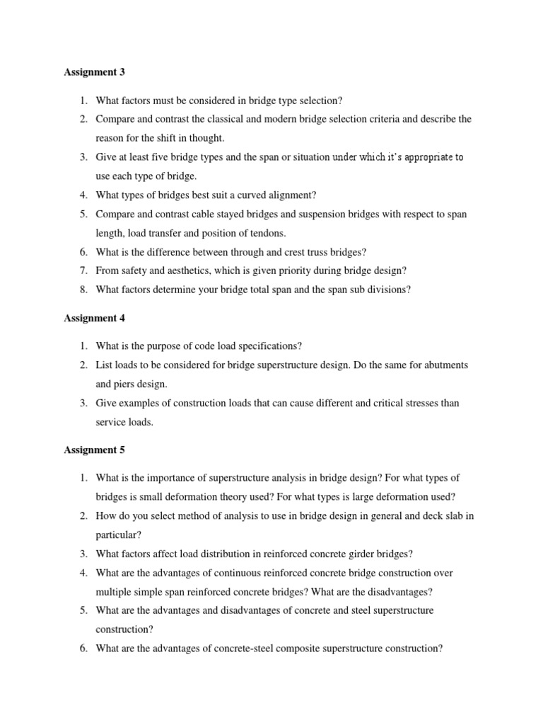 Bridge Engineering Assignment Overview | PDF | Bridge | Building ...
