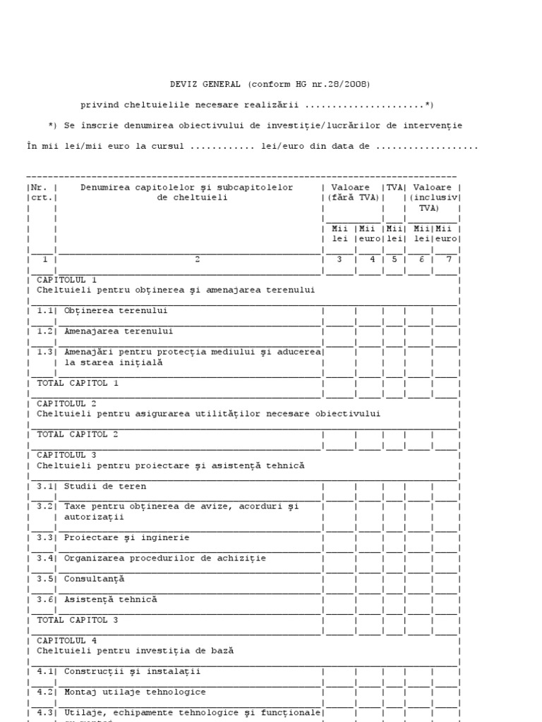 Model de Deviz General | PDF