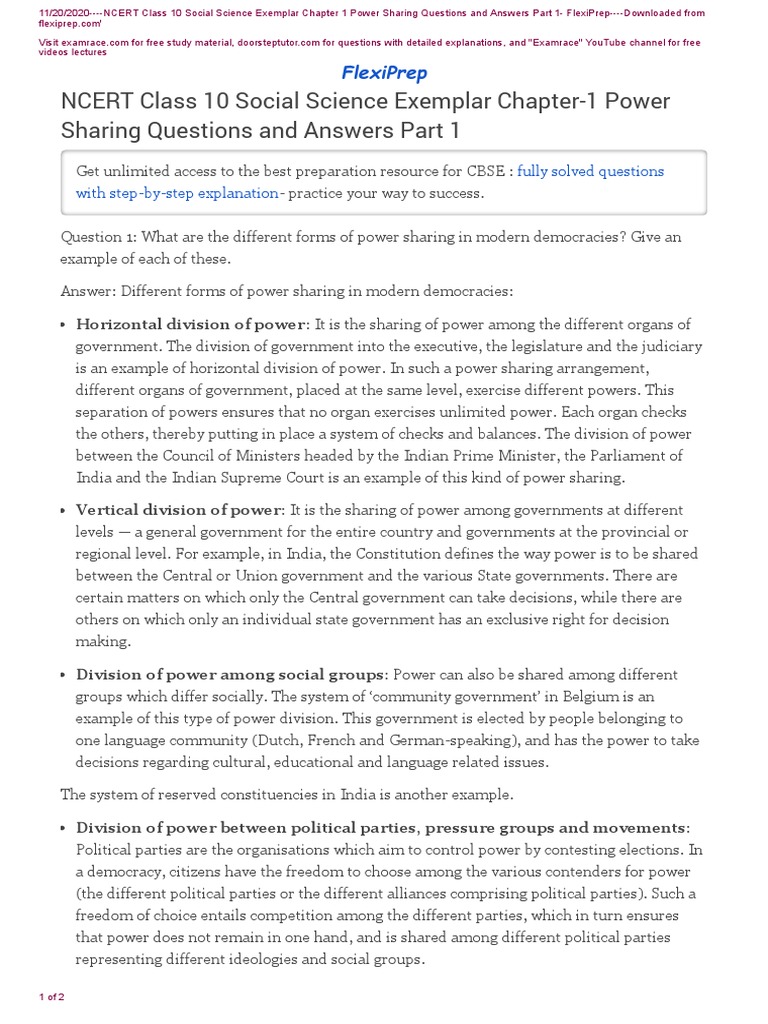 CLASS 10 POWER SHARING QUESTION ANSWER PDF visual data 7
