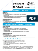 Rockschool Exam Options For 2021: Face To Face Exams: 2 Options