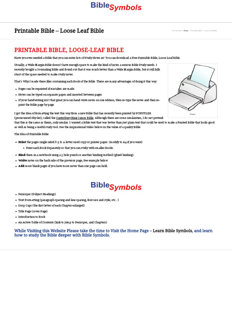 Printable Bible Loose Leaf Bible Bible Symbols PDF