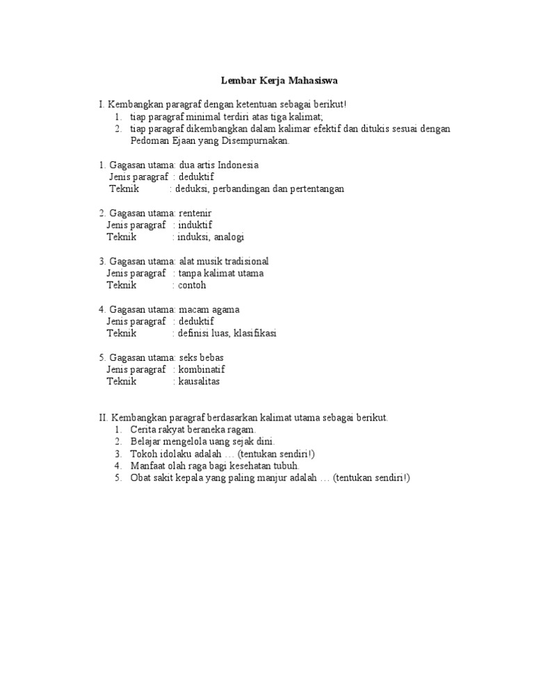Lembar Kerja Mahasiswa