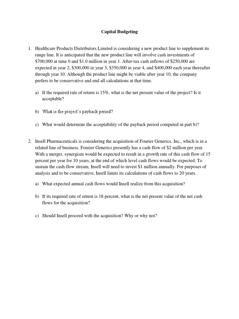 Capital Budgeting Analysis for Investments | PDF | Finance & Money ...