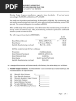 Term 2, Academic Year 2020-2021: Management Accounting Group Business Case Analysis