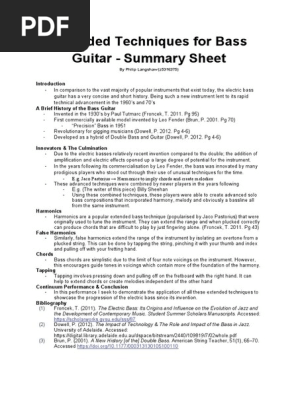 MUSC1703 - Summary Sheet