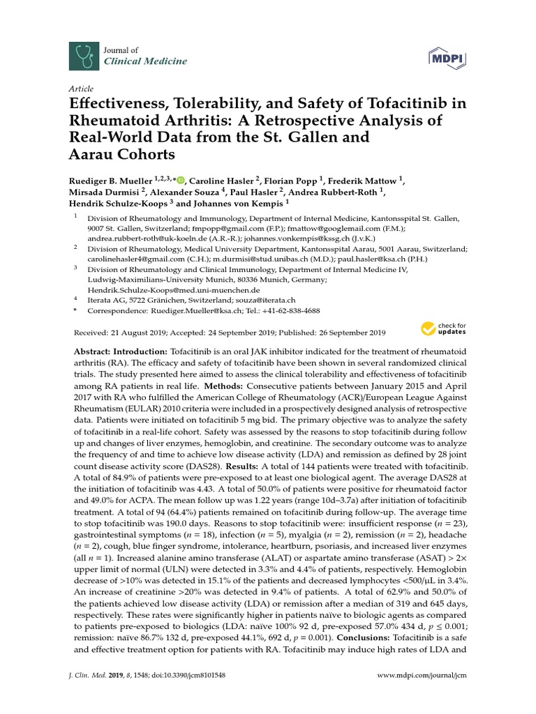 Eectiveness Tolerability and Safety of Tofacitinib in | PDF ...