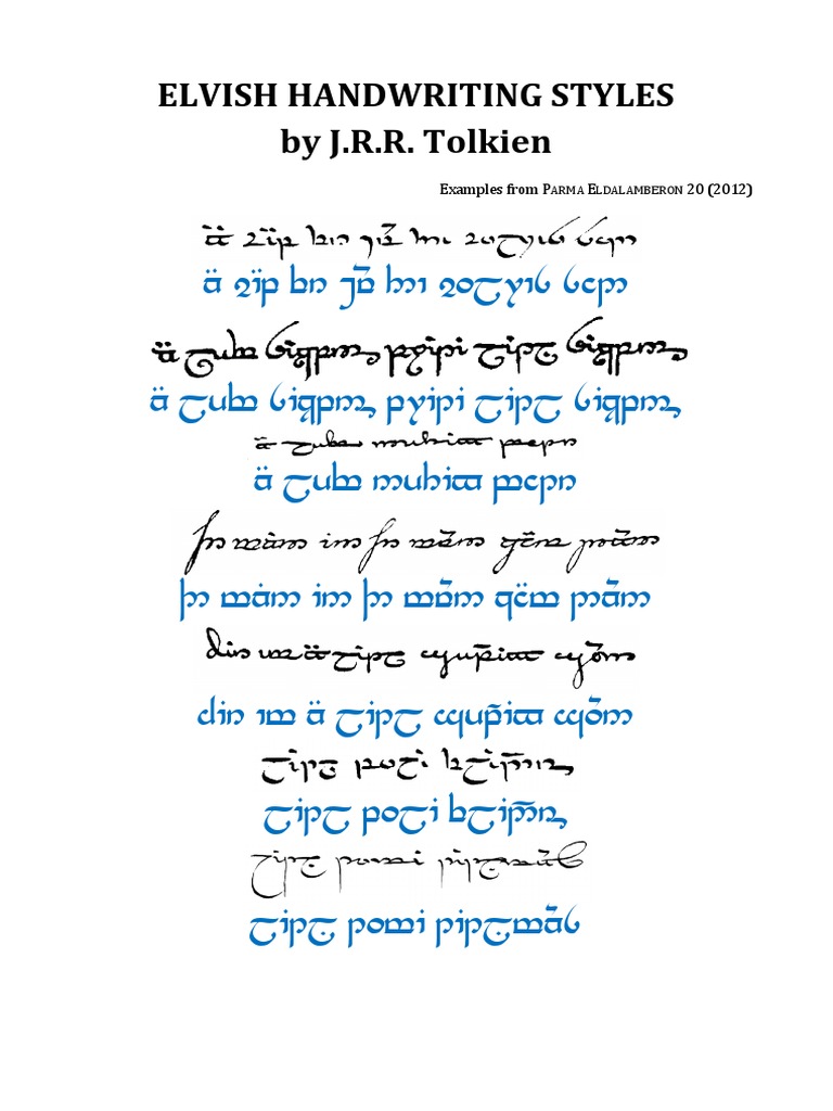 Elvish Handwriting Styles by Tolkien | PDF | Science & Mathematics