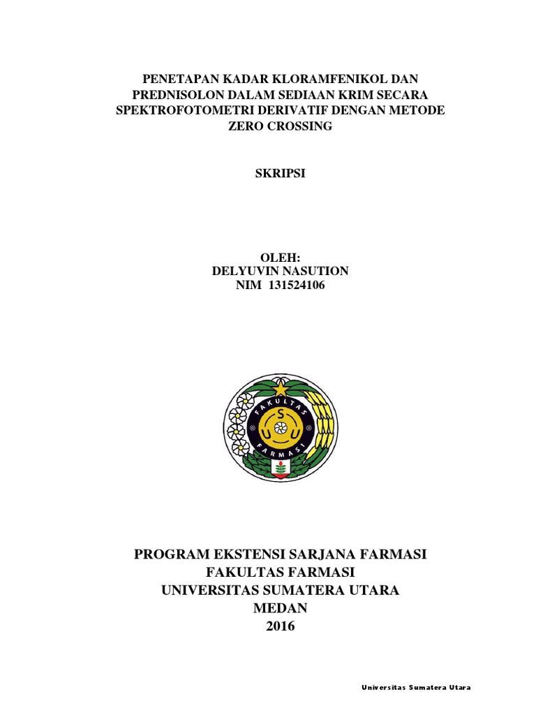 Penetapan Kadar Kloramfenikol Dan Prednisolon Dalam Sediaan Krim Secara ...