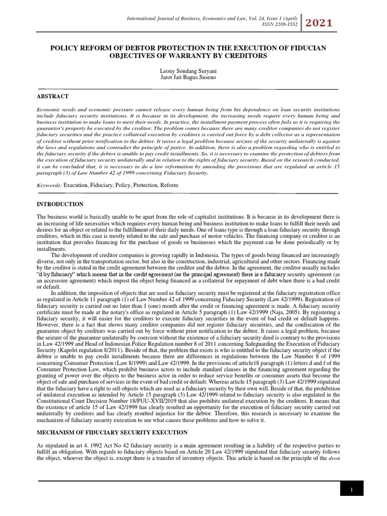 Debtor Protection in Fiduciary Security Reform | PDF | Credit | Finance ...