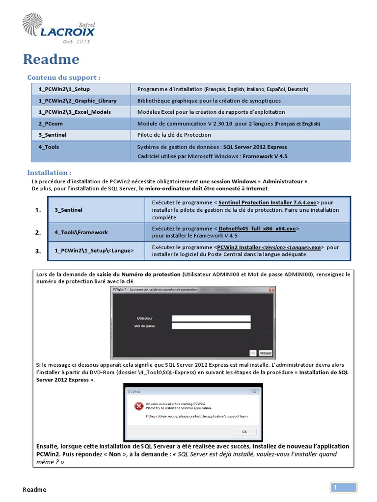 Guide d'installation de PCWin2 et SQL Server | PDF | Microsoft SQL ...