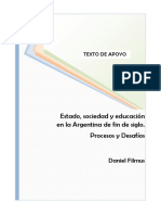 Filmus - Estado Sociedad y Educacion en la Argentina estado benefactor