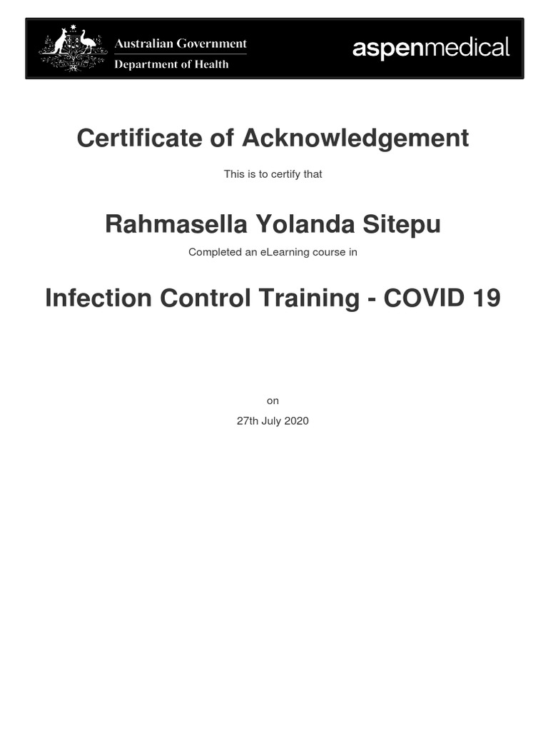 COVID-19 Infection Control Cert | PDF