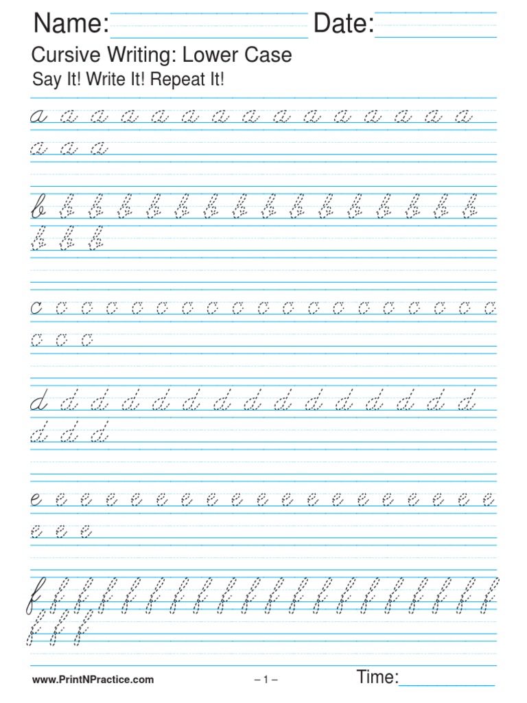Cursive Writing: Lower Case: Say It! Write It! Repeat It! | PDF ...