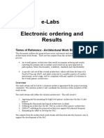 E-Labs Electronic Ordering and Results: Terms of Reference - Architectural Work Stream