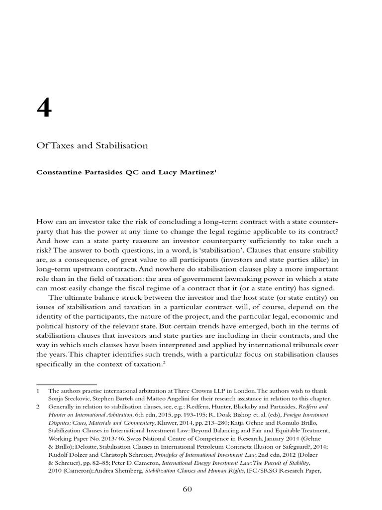 Stabilisation Clauses in Taxation Contracts | PDF | United States Tax ...