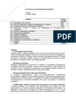 Curso Técnico em Transações Imobiliárias - Proposta de Matriz Curricular