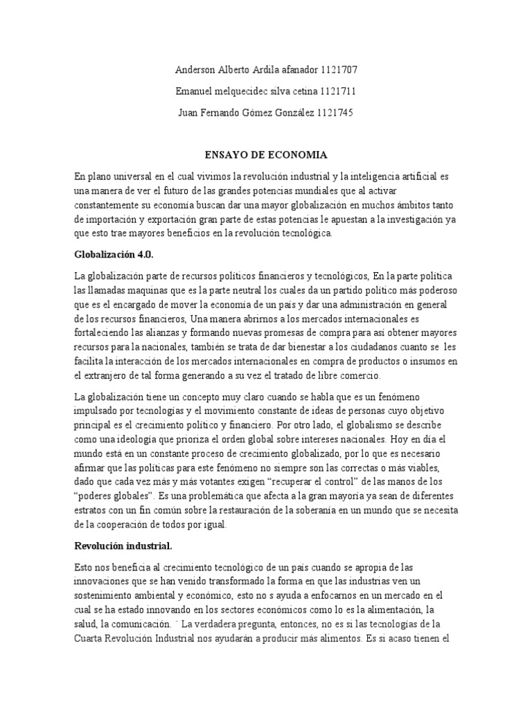 Ensayo de Economia 4.0 PDF Inteligencia artificial Inteligencia (IA) y semántica