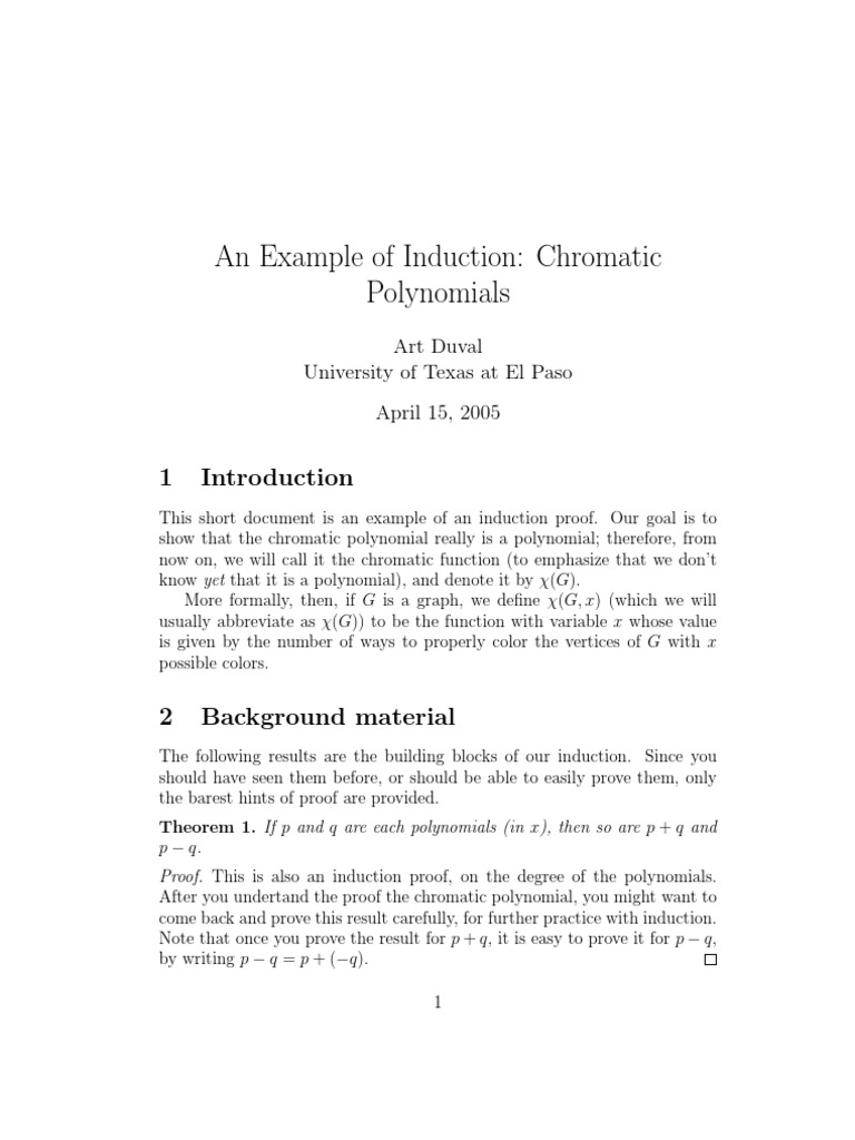 Induction Proof of Chromatic Polynomials | PDF | Vertex (Graph Theory ...