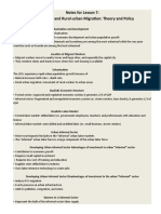 Notes For Lesson 7: Urbanization and Rural-Urban Migration: Theory and Policy