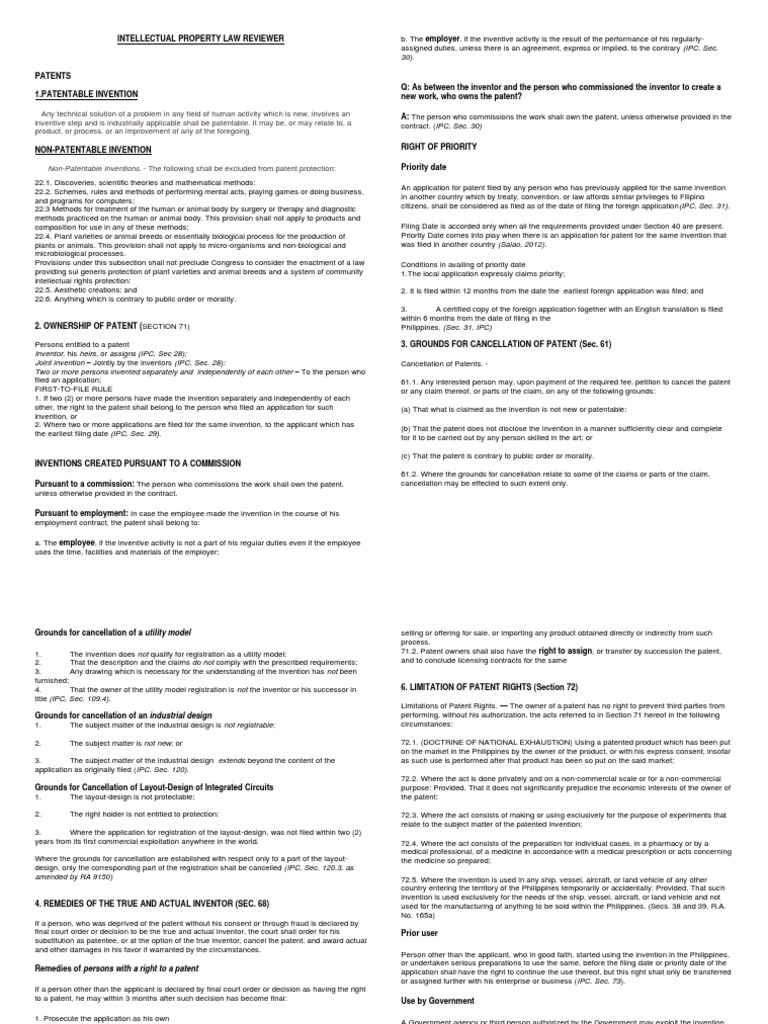 Intellectual Property Law Overview | PDF | Trademark | Patent