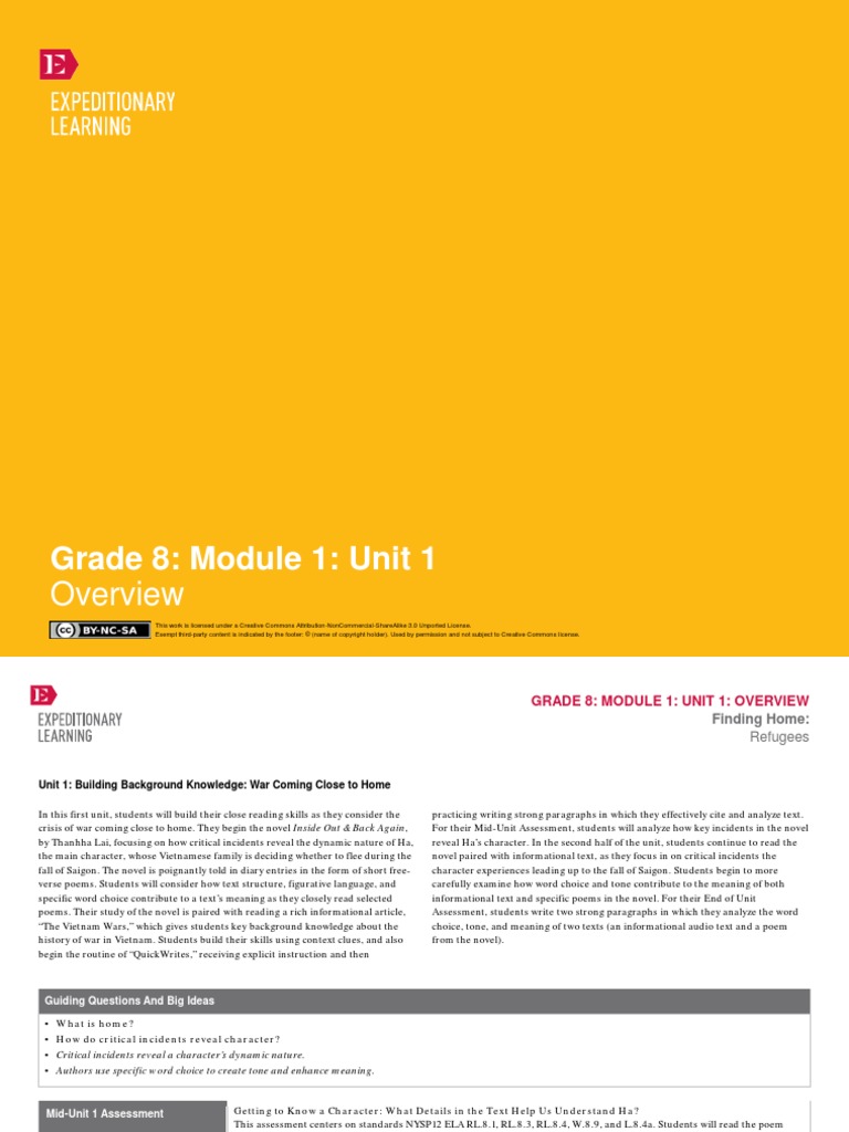 grade 8 module 1 unit 1 homework resources