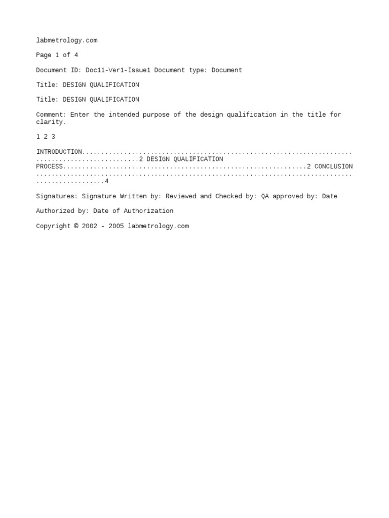Design Qualification Template PDF Specification (Technical Standard
