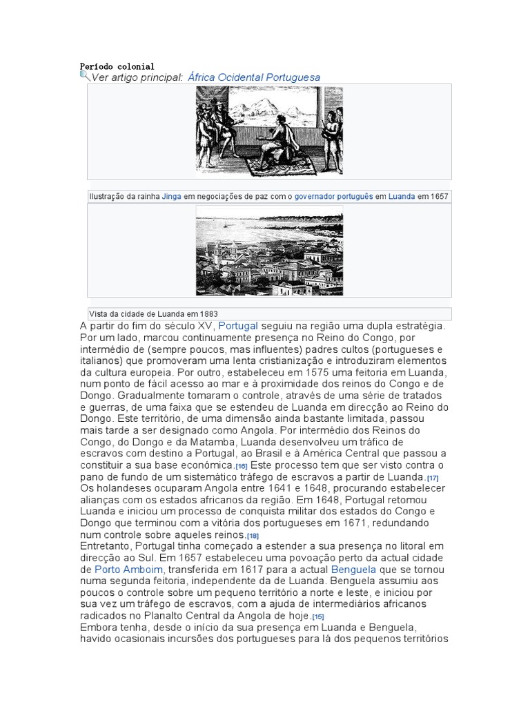 Período Colonial Em Angola Pdf Angola Unita