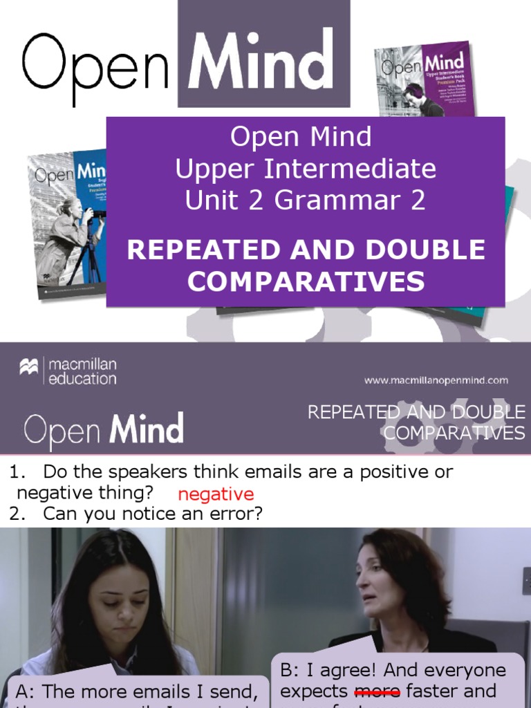 Open Mind Upper Intermediate Unit 02 Grammar 2 PDF Adjective Verb