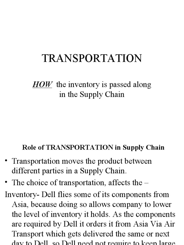 Transportation's Role in Supply Chain Efficiency | PDF | Business ...
