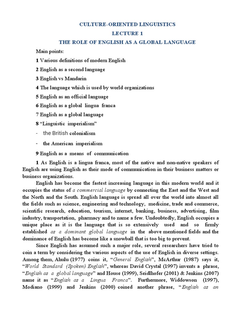 English as a Global Language | PDF | English Language | First Language