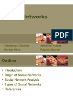 Social Networks: Abhimanyu Dhamija Abhishek Kumar Munish Minia Priyank Sharma