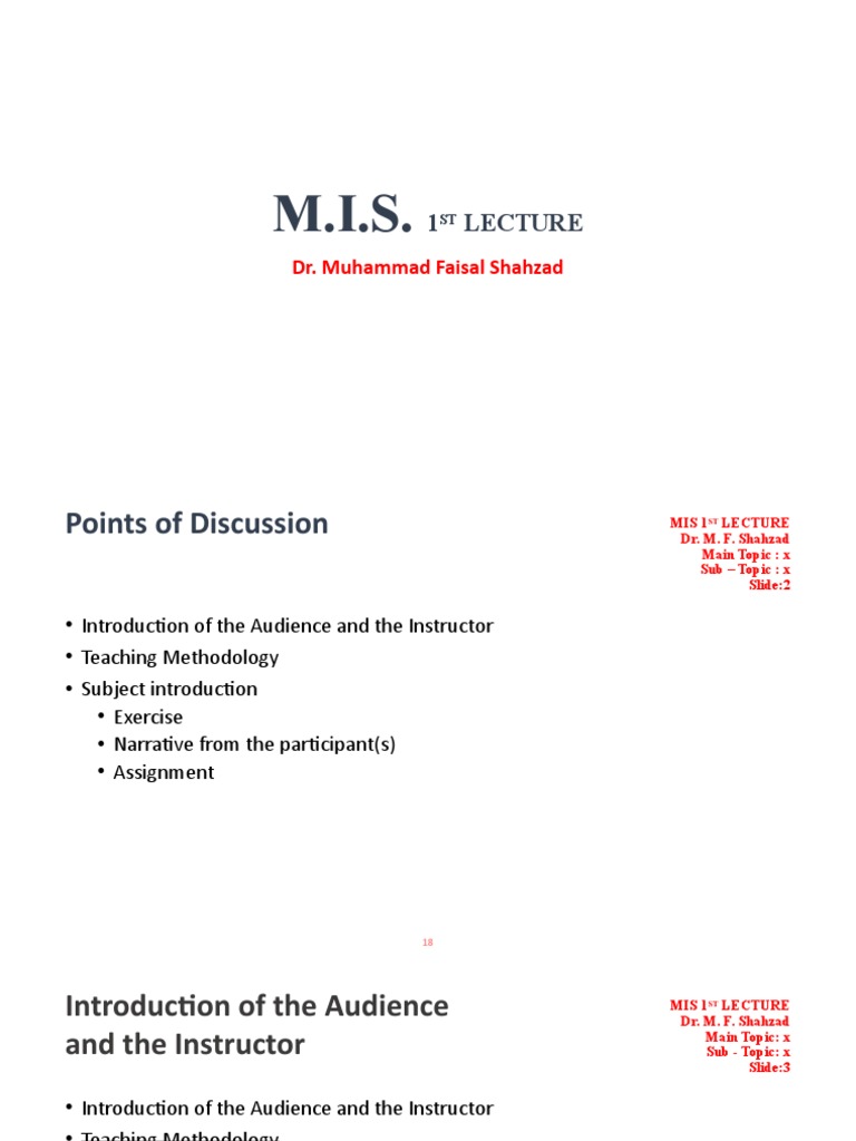 MIS Lecture Overview by Dr. Shahzad | PDF | Lecture | Management ...