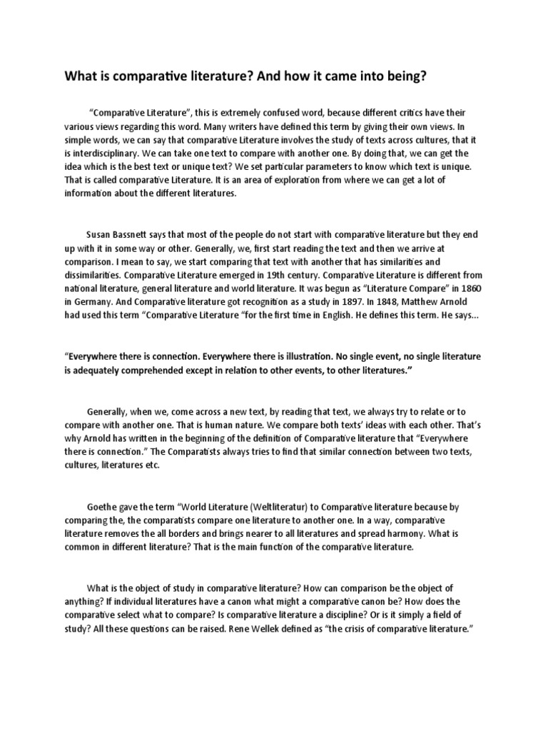 Understanding Comparative Literature Basics | PDF | Translations ...