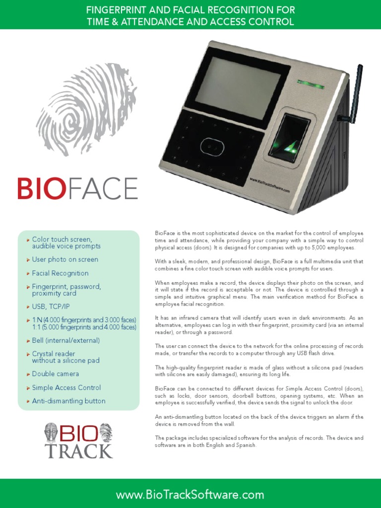 BIOFACE ENGLISH Brochure | PDF | Access Control | Computer Engineering