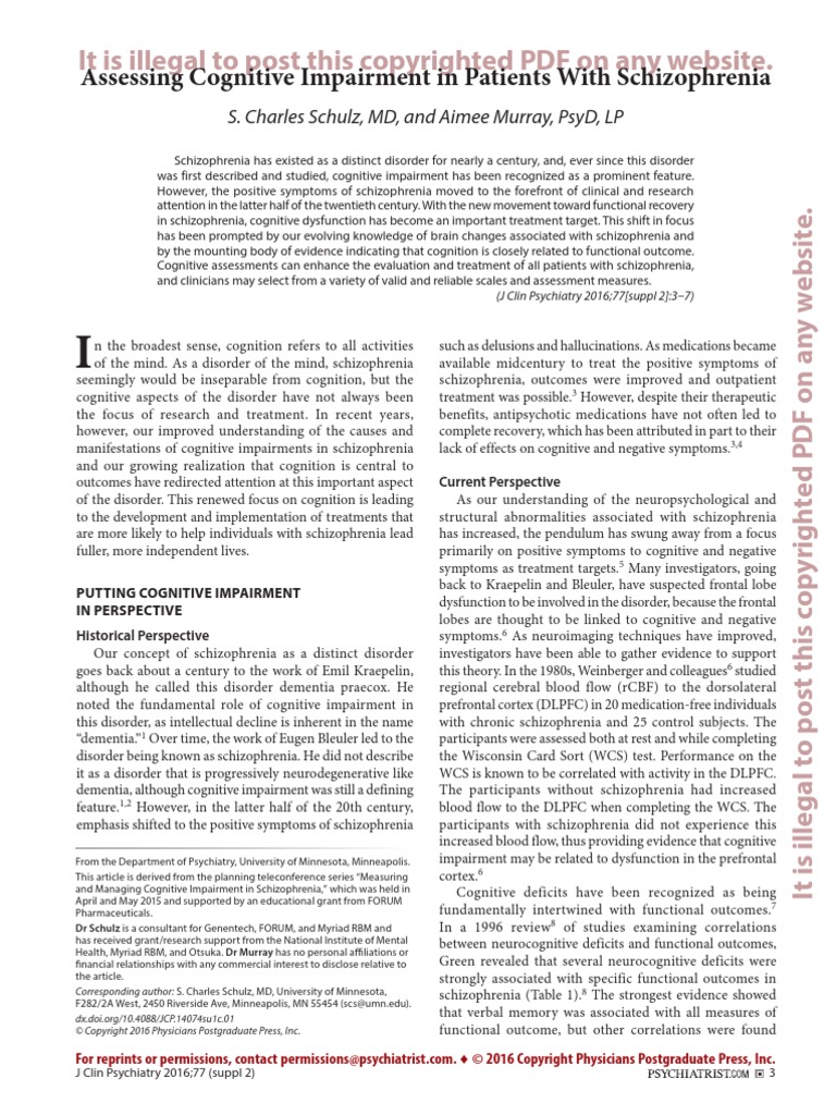 Assessing Cognitive Impairment in Patients With Schizophrenia | PDF ...