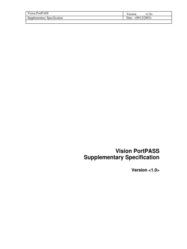 Vision PortPASS Supplementary Spec 1.0 | PDF | Usability ...