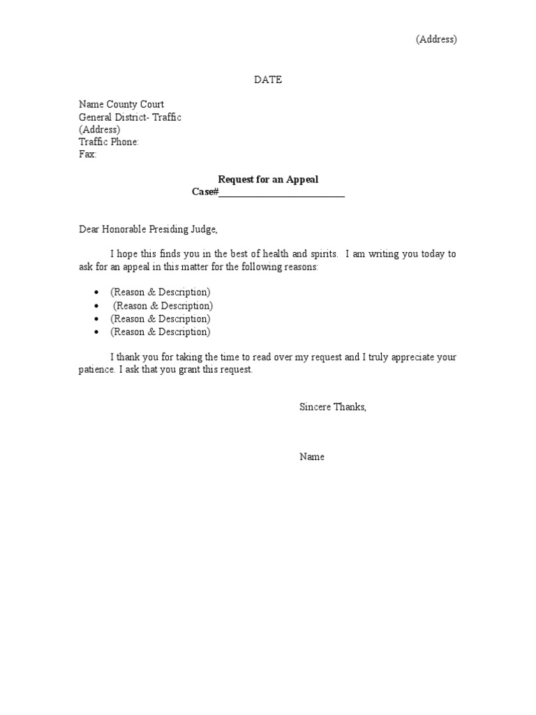 Request An Appeal - Template | PDF