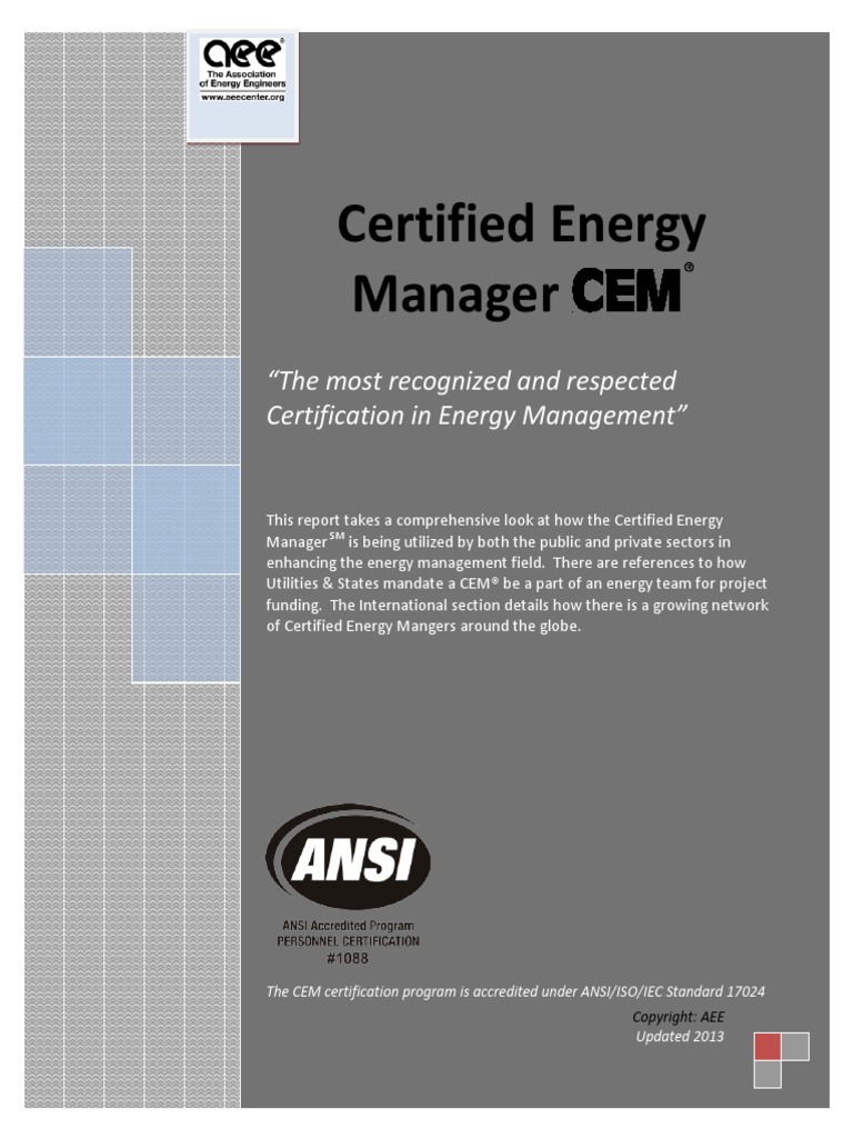 CEM Recognition PDF Professional Certification Energy Management