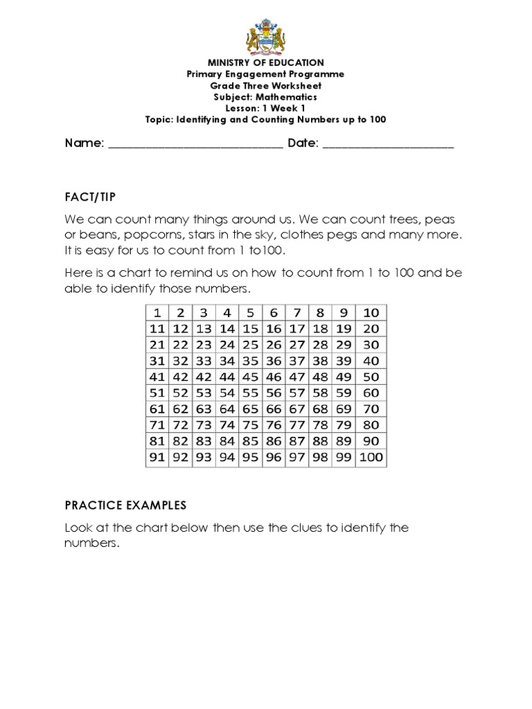 Grade 3 Math: Counting to 100 Worksheet | PDF | Career & Growth ...