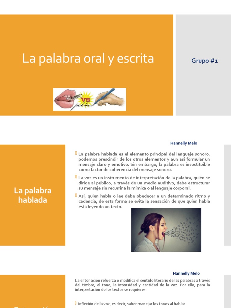 Importancia de la Palabra Oral y Escrita | PDF | Sonido | Comunicación