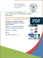 Práctica 1 - Sub.2 - Uso del refractómetro clínico con diferentes muestras - Rivera Campos Juan Orlando - P.1 - 4 A LQ