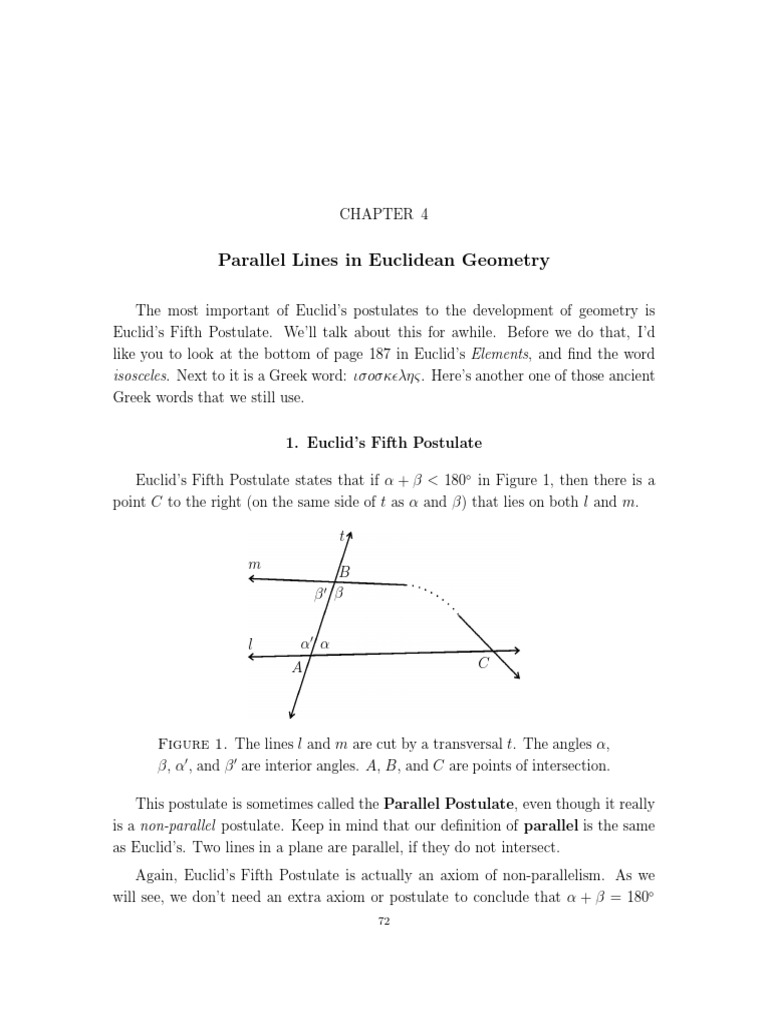 Exploring Neutral Geometry and the Parallel Postulate PDF Euclidean