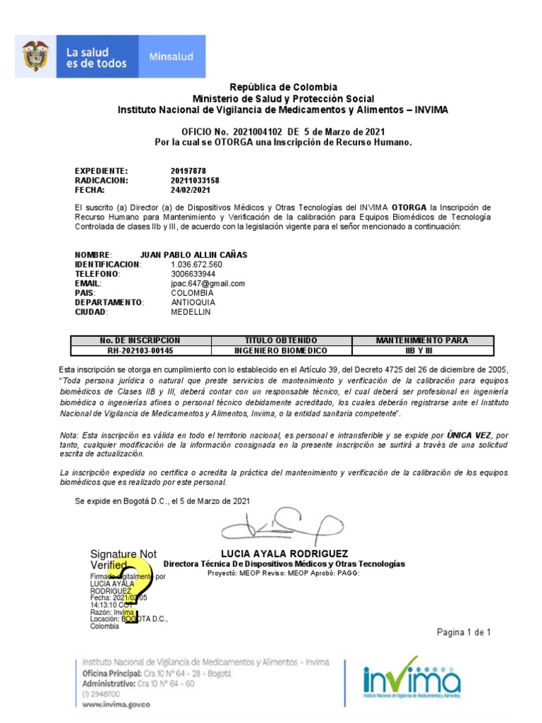 Inscripción de Recurso Humano INVIMA | PDF | Cuidado de salud del ...