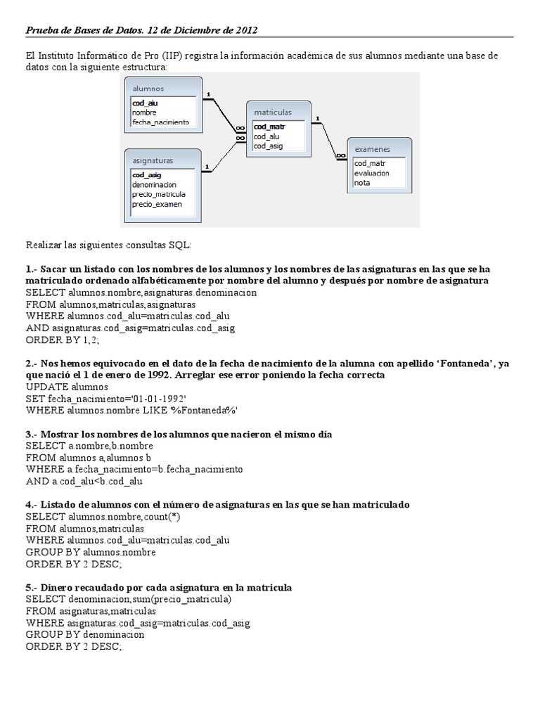 Consultas SQL para Gestión Académica | PDF | SQL | Bases de datos