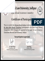 National Law University, Jodhpur: Certificate of Participation