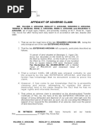 Affidavit of Adverse Claim Sample | PDF | Finance & Money Management ...