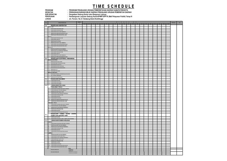 Jadwal Waktu Pembangunan Gedung Kantor | PDF | Teknologi & Rekayasa