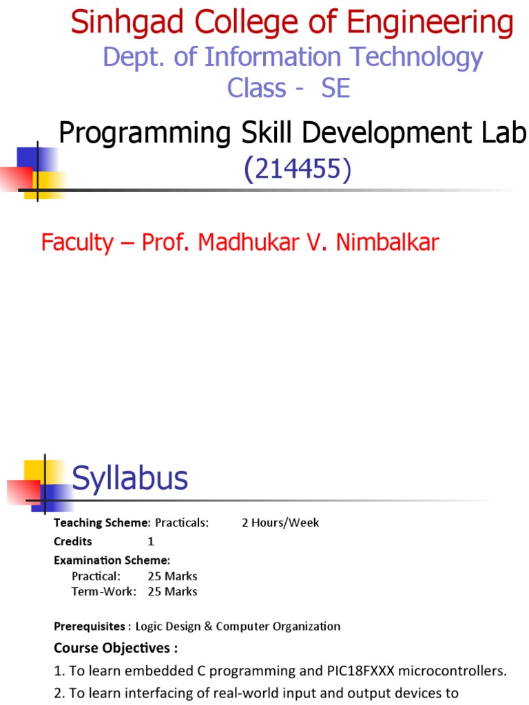 Dept. of Information Technology Class - SE: Programming Skill ...