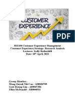BIZ104 Customer Experience Management Customer Experience Strategy: Research Analysis Lecturer: Kelly Rothschild Date: 18 April, 2021
