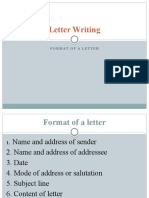 Letter Writing: Format of A Letter